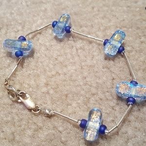 Sterling Silver Bracelet with Dichroic Glass